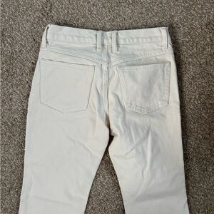 Cream Straight Leg Jeans with Classic Design